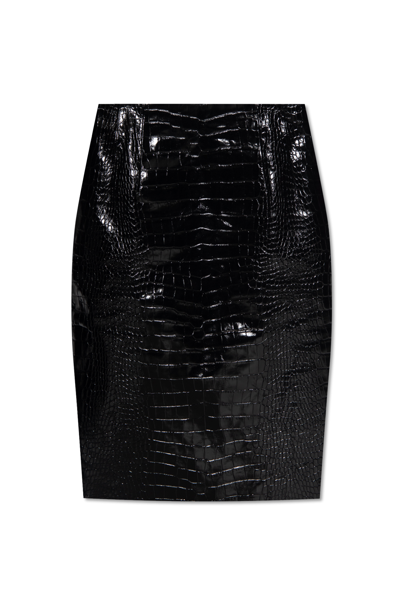 スカート VERSACE CROCODILE-EFFECT SHINY LEATHER SKIRT Versace crocodile-embossed Midi Skirt | Black | FARFETCH